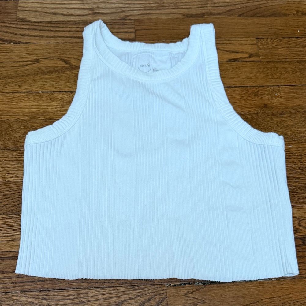 Aerie White Ribbed Tank Top